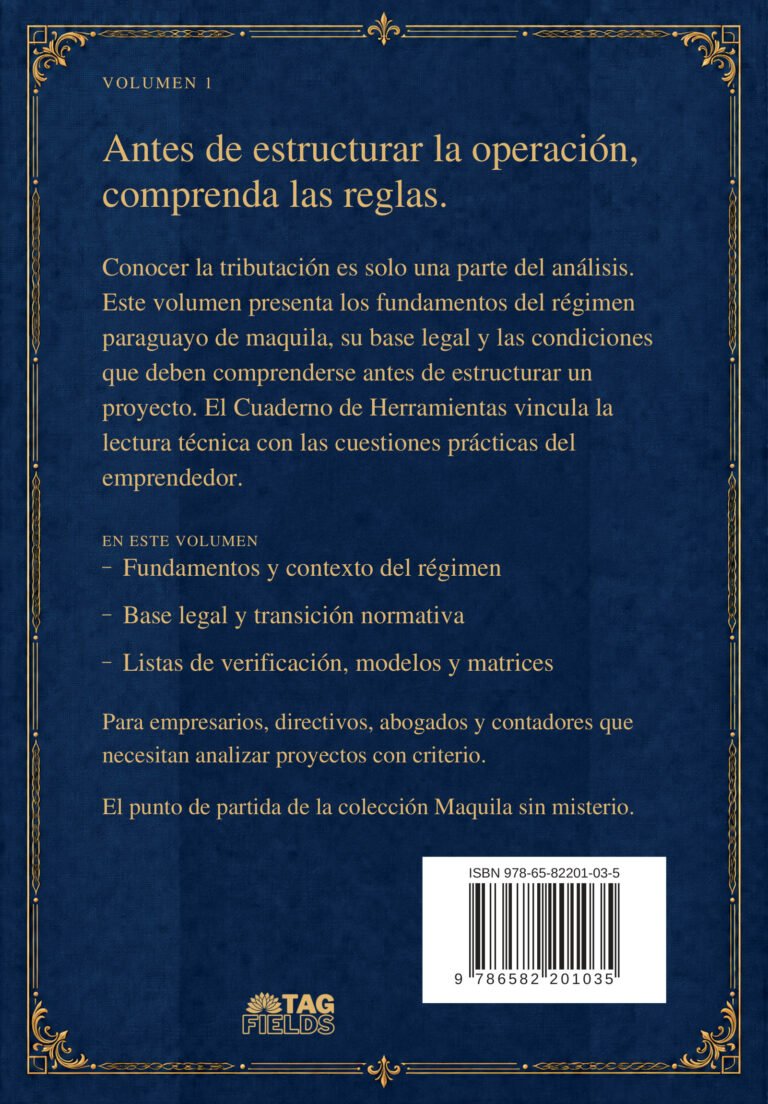 Contraportada del Volumen 1 de Maquila sin misterio, tapa blanda
