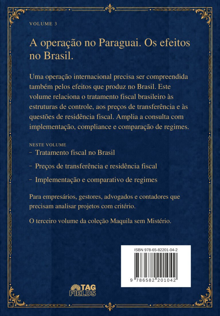 Quarta capa do Volume 3 de Maquila Sem Mistério, brochura